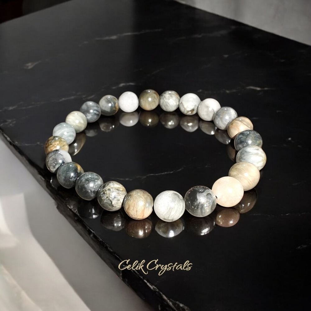 Eagle Eye Bracelet Natural Stones 8mm Unisex Stretch Bracelet